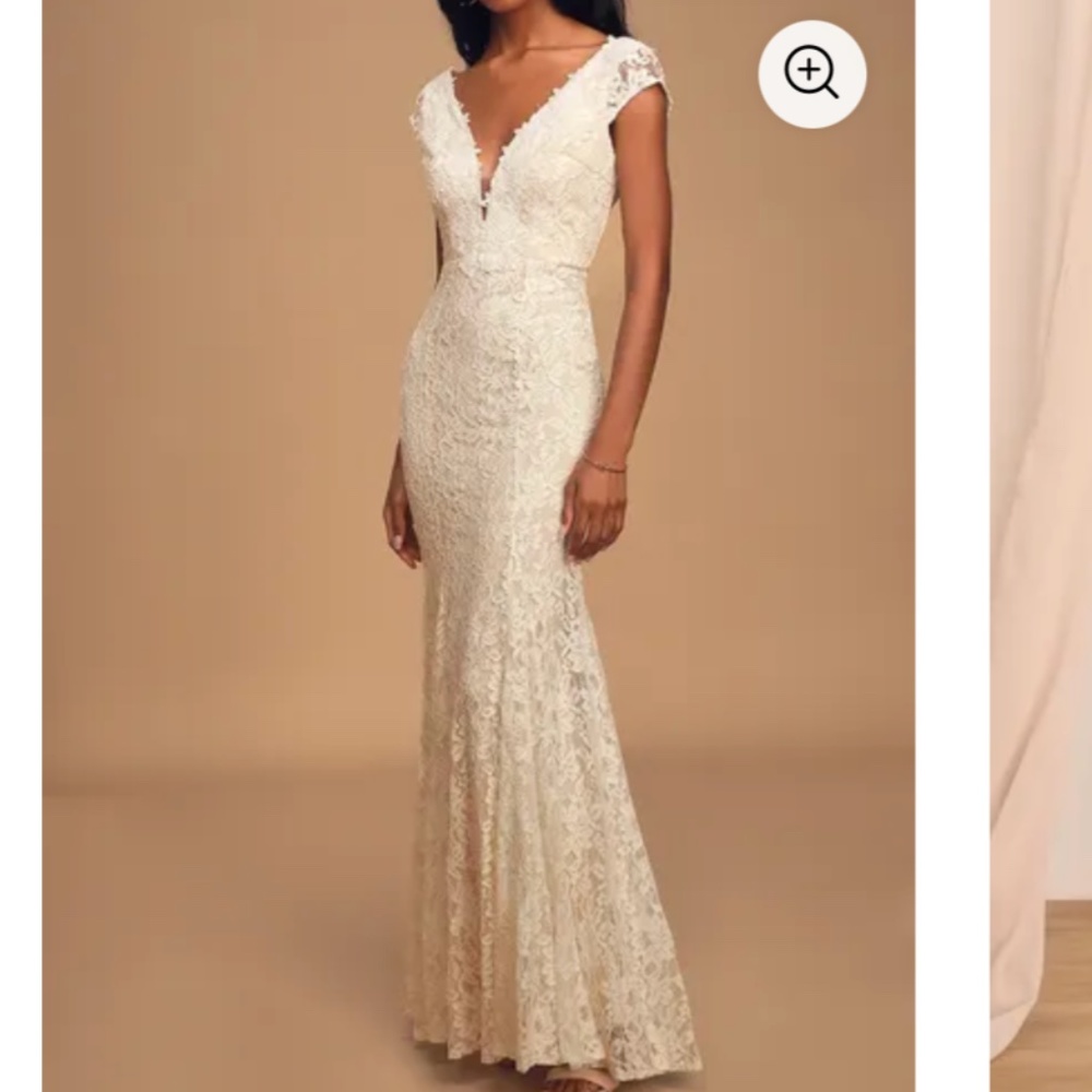 New: Lulus Icing on the Cake White Lace Short Sleeve Wedding Dress Size Medium